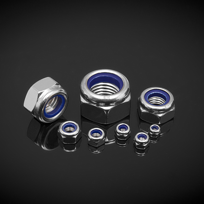 DIN 985 roestvrijstalen heersende koppeltype zeshoekige dunne moeren met niet-metalen inzetstuk DIN 985 roestvrijstalen heersende koppeltype zeshoekige dunne moeren met niet-metalen inzetstuk